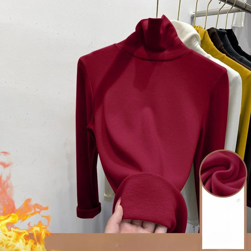 High Collar Underlay Top Autumn/Winter Overlay Thick Warm Long Sleeve T-shirt