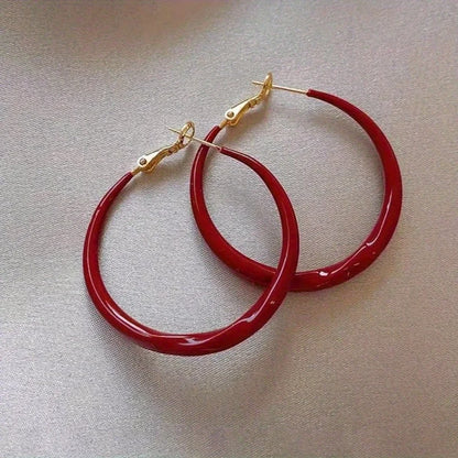 Exquisite Wild Big Red Circle Earrings