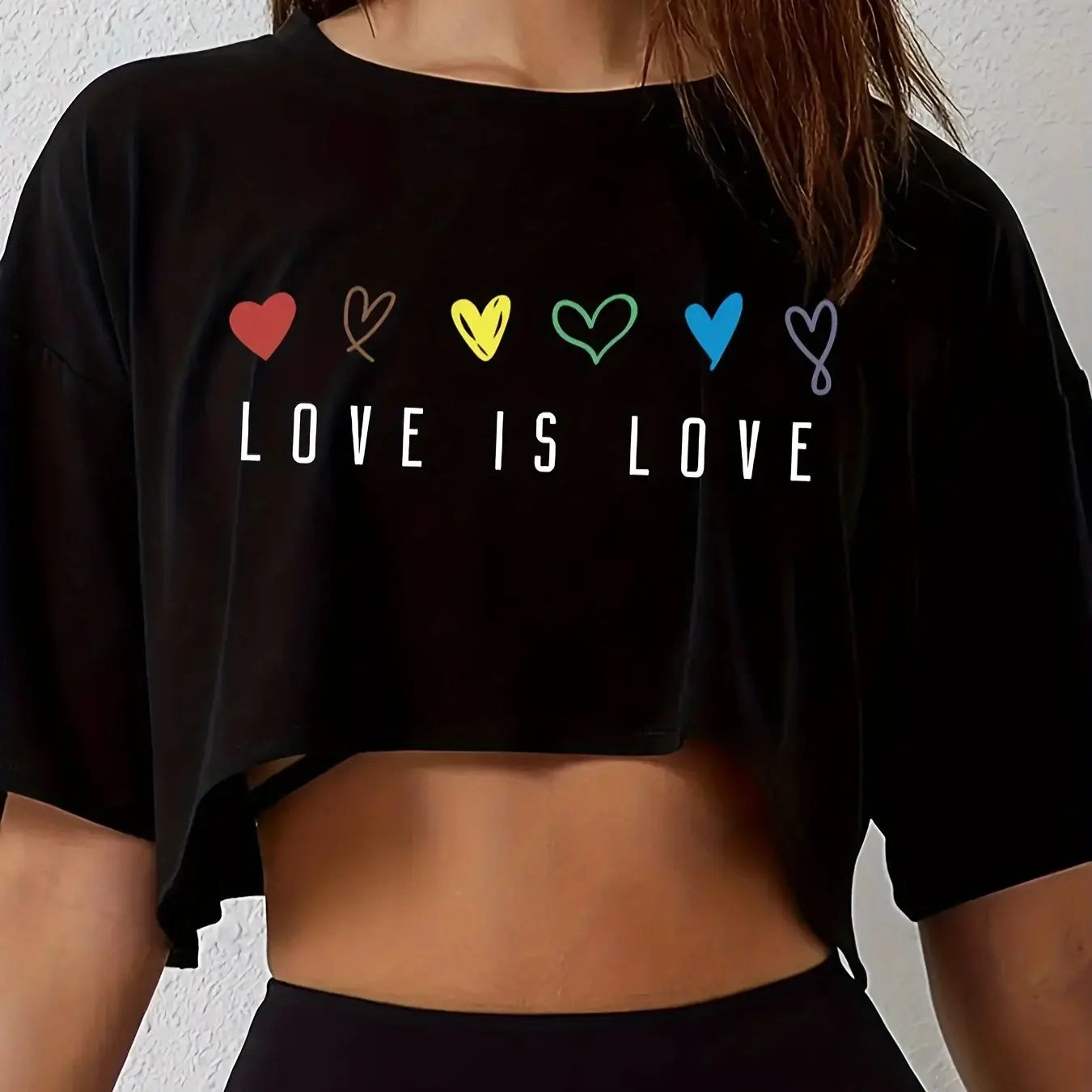 Vibrant Pride Crop Top Stretch Colorful Heart