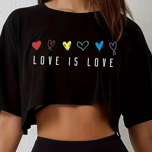 Vibrant Pride Crop Top Stretch Colorful Heart