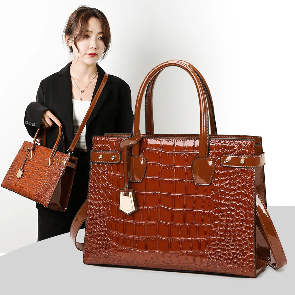 Retro Crossbody Crocodile Pattern Texture Bag Set