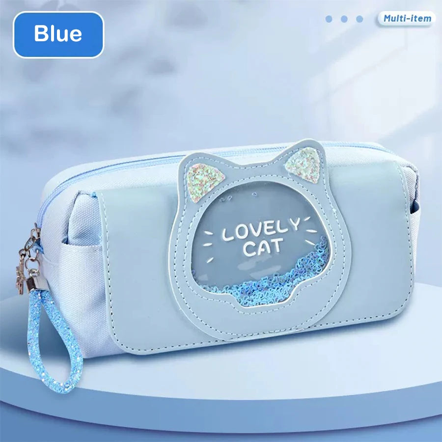 Kawaii Quicksand Pencil Case Large Capacity Pen Box