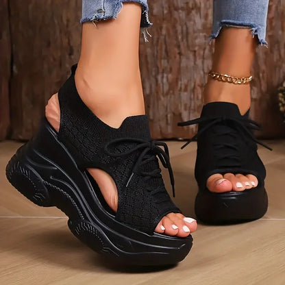 Round-toe Wedge Light Roman Sandals