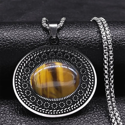 Stainless Steel Bohemia Natural Stone Vintage Necklaces