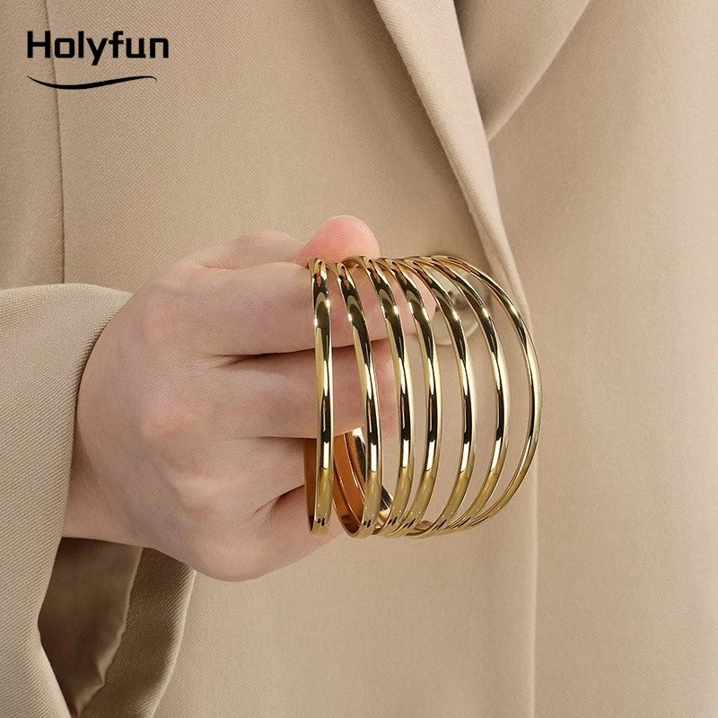 18K Gold Plated Stainless Steel Bangle Bracelet