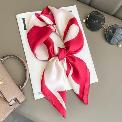 Luxury Silk Square Scarf Soft Satin Horse Hairband Hijab Headband Shawl