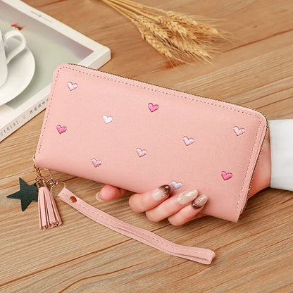 Long Luxury Love Heart Card Holder Wallet