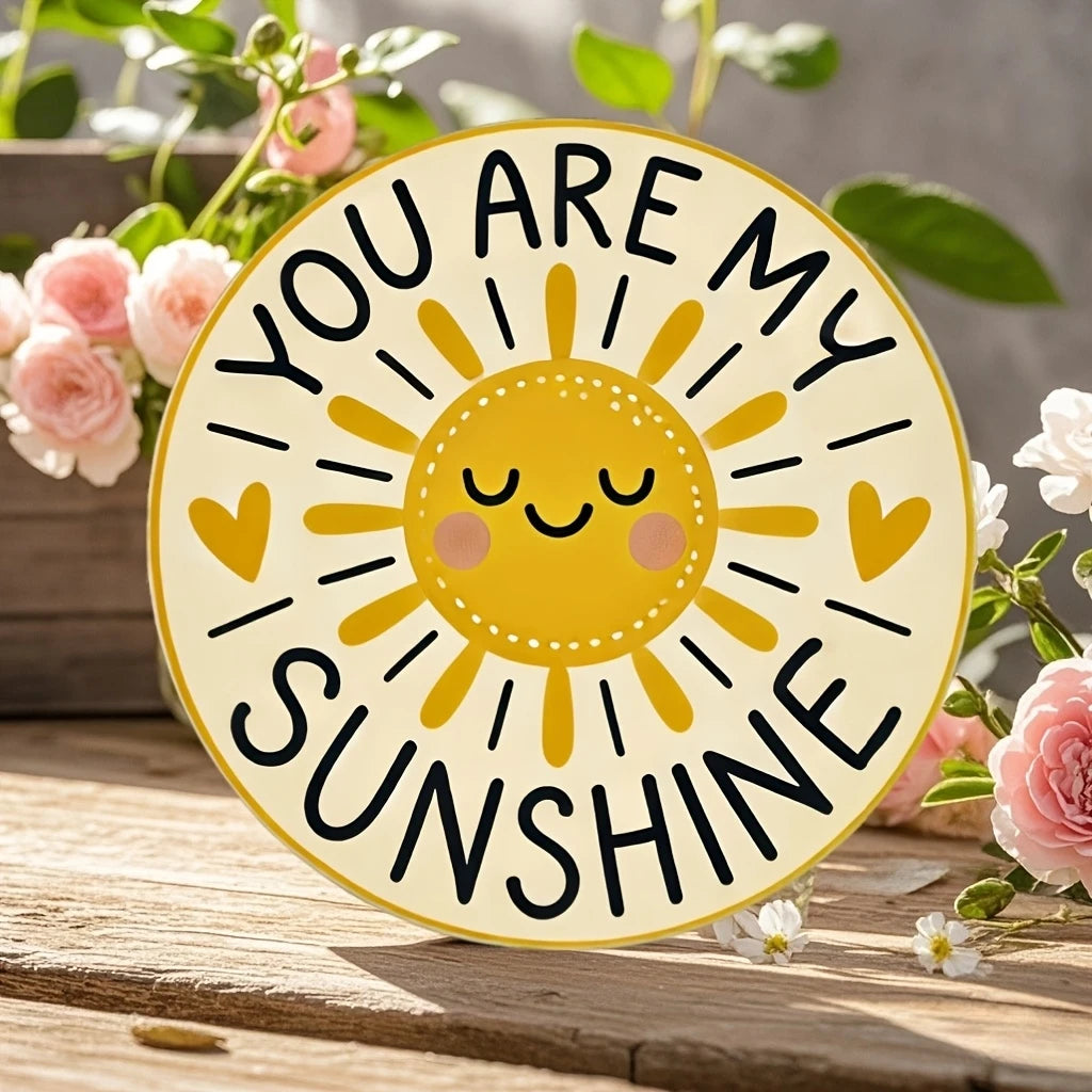 2D Flat Round Wooden Sign Sun And Moon