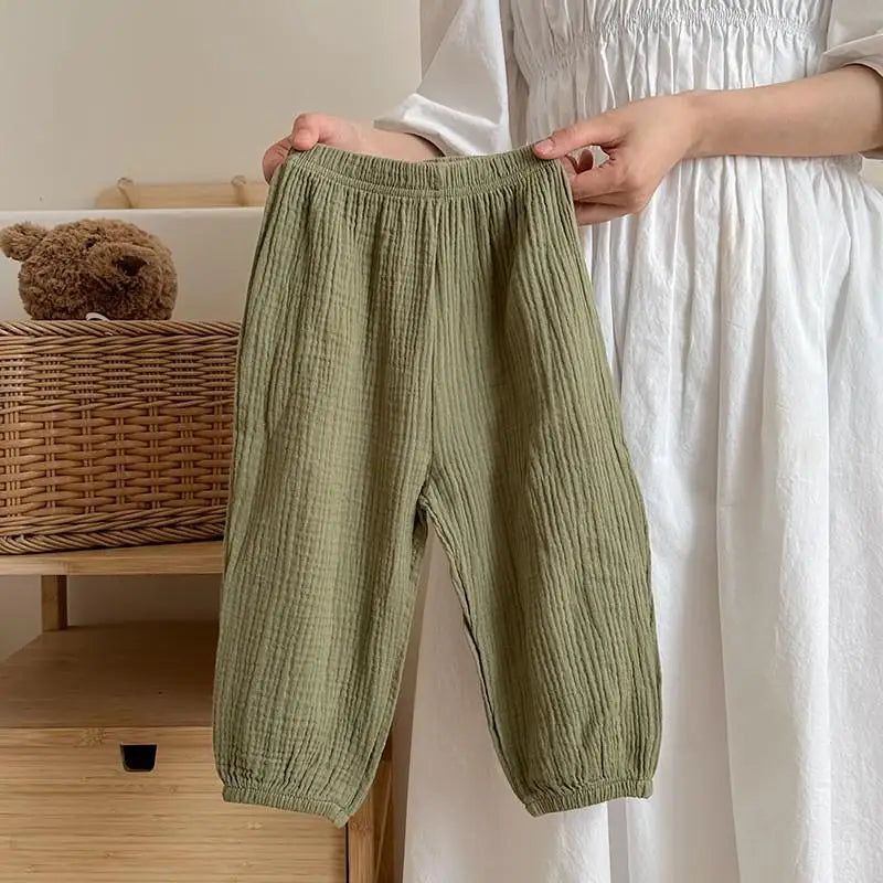 9m-6y Kids Clothing Summer Thin Solid Color Pants