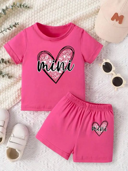 Love Letter Printed Two Piece Short sleeved T-shirt  Set