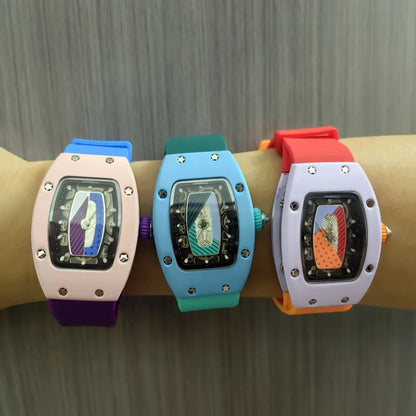Luxury Silicone Sports Quartz Diamond Wristwatch