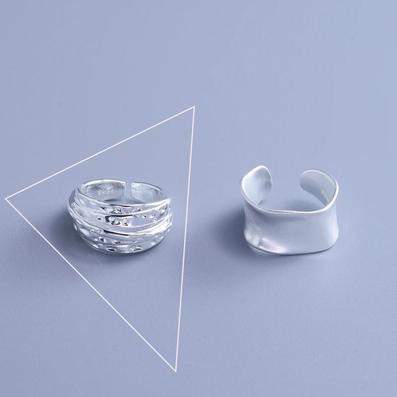 خاتم هندسي غير منتظم من الفضة الإسترلينية عيار 925