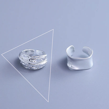 خاتم هندسي غير منتظم من الفضة الإسترلينية عيار 925