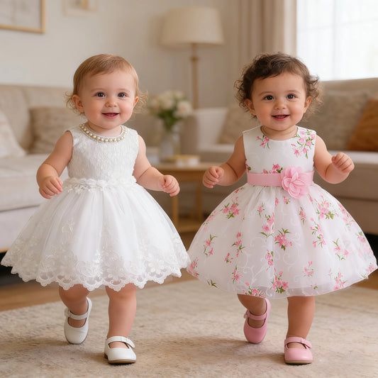 Baby Girls 1 Year Flowers Baptism Dress