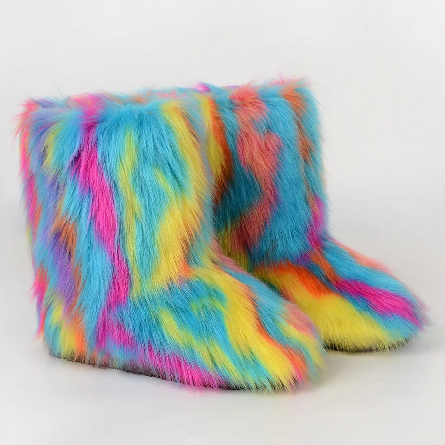 Faux Fur Boots Fluffy Snow Boots