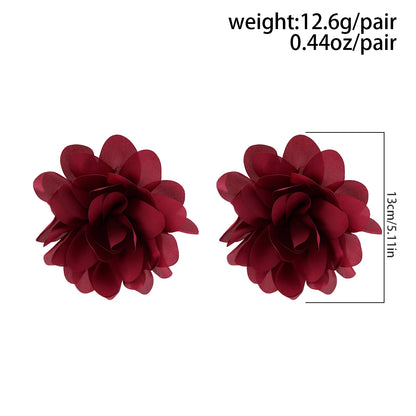Exaggerated Big Silks Satins Flower Stud Earrings