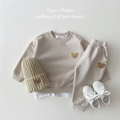 Toddler Baby Fall Girl Sports Bear Sweatshirt Pants Sets