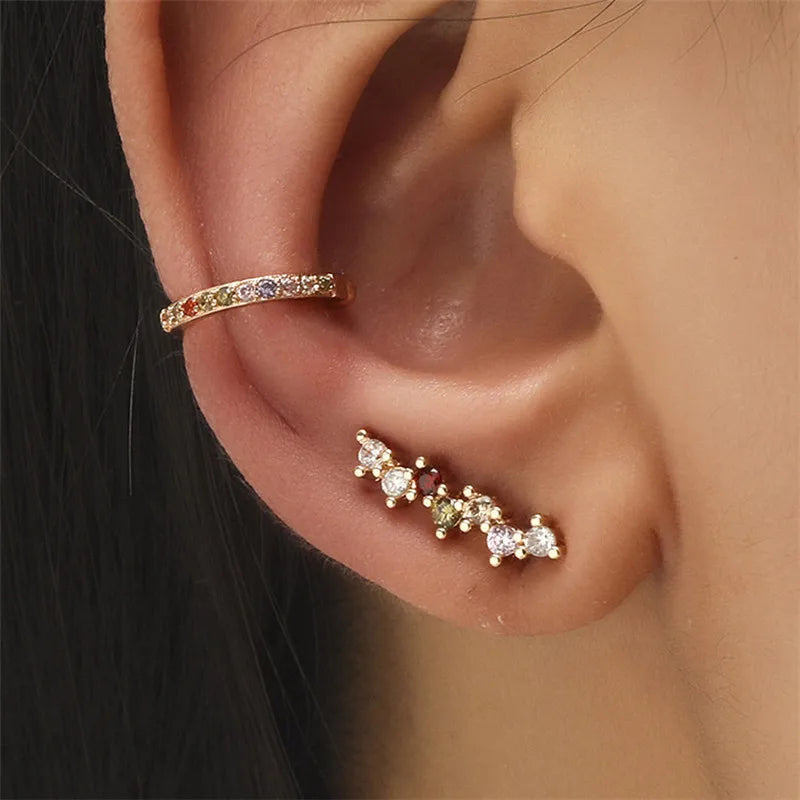 Bohemian Piercing Crystal Rhinestone Ear Cuff Wrap Earrings