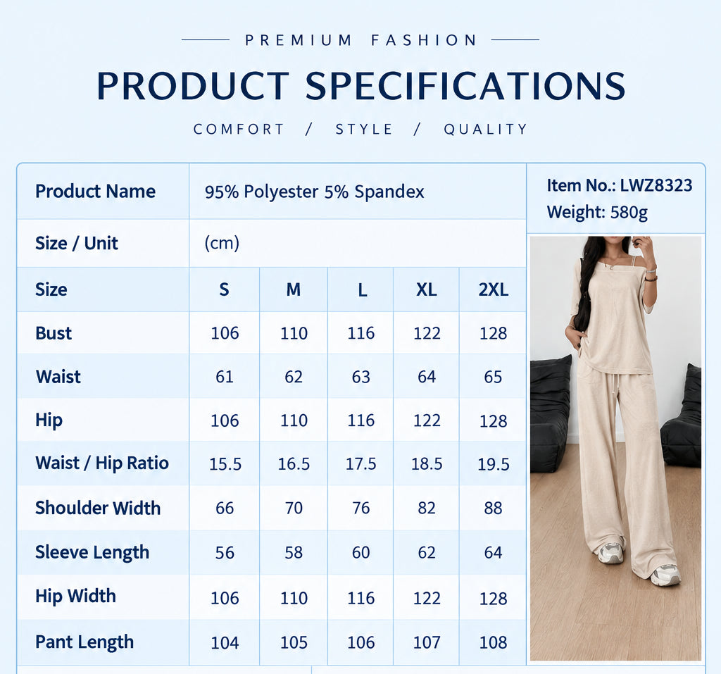 Casual Sports Loose Fit with Slanted Hem and Wide Leg Pants Set