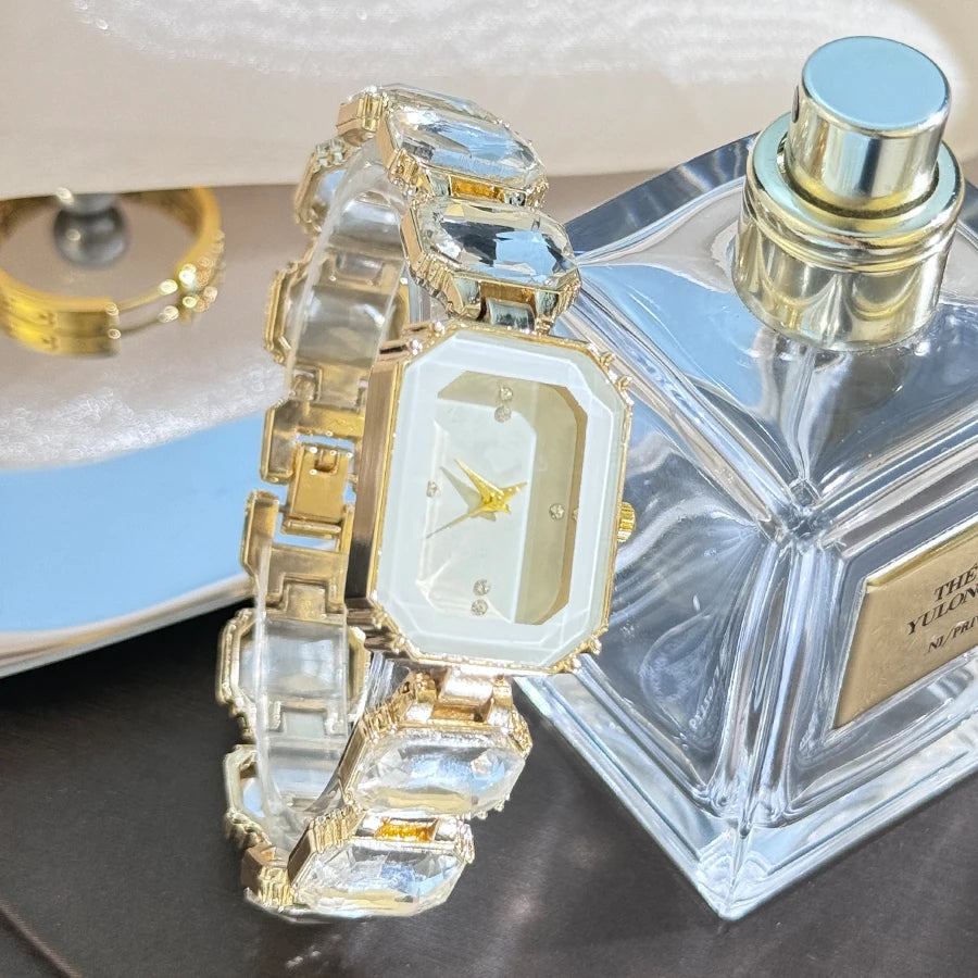 Rhinestone chain rectangular color case rhinesto watch