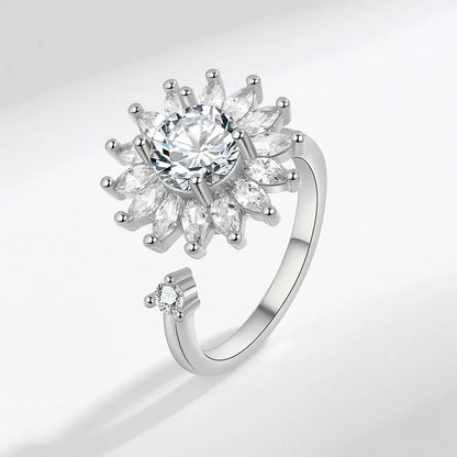 DANA 925 Silver Sunflower Diamond Zircon Ring