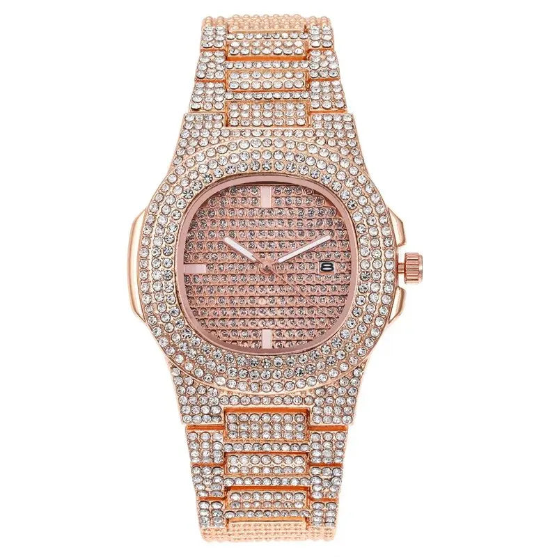 Reloj de cuarzo luminoso de lujo con caja de acero inoxidable