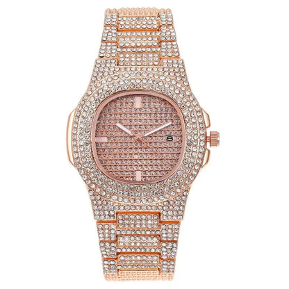 Reloj de cuarzo luminoso de lujo con caja de acero inoxidable