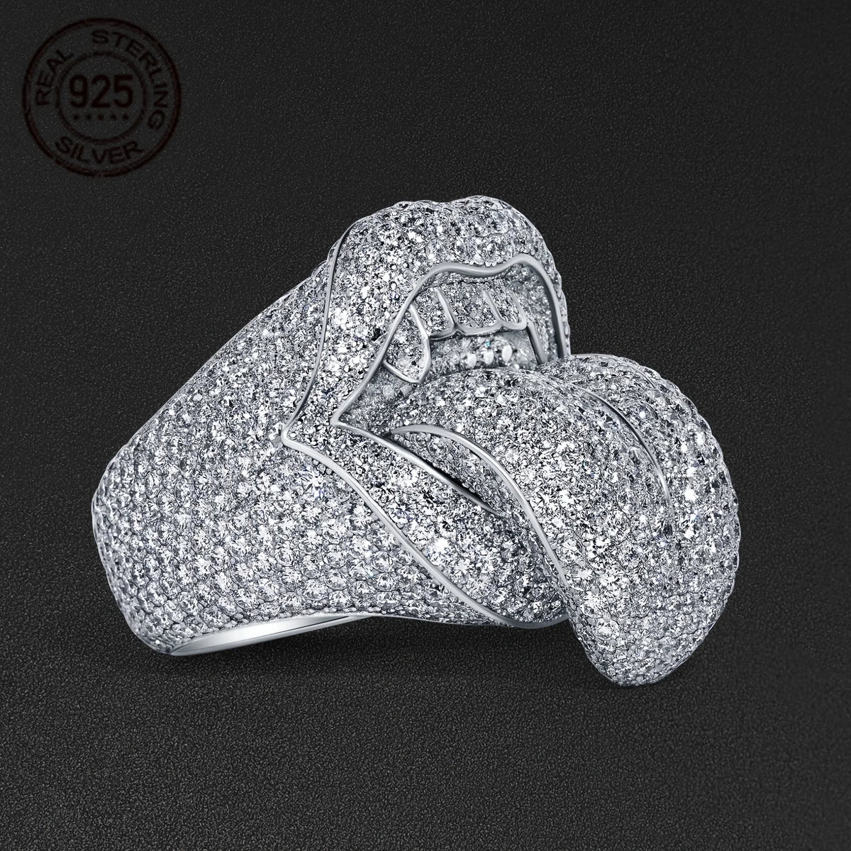 Exaggerated Death Kiss 925 Sterling Silver Hip Hop Rapper Punk Rings