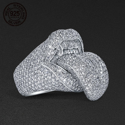 Exaggerated Death Kiss 925 Sterling Silver Hip Hop Rapper Punk Rings