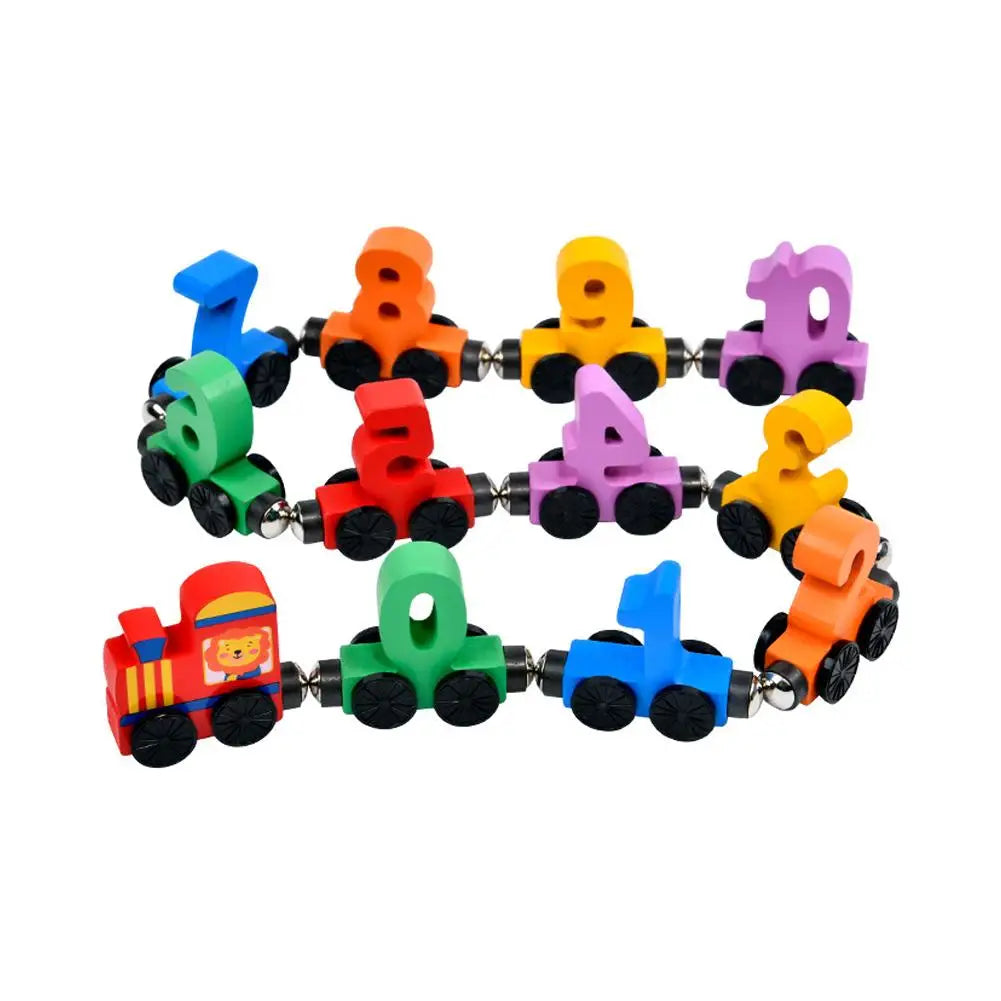 Wooden Magnetic Number Train Montessori Educational Toy For Toddlers