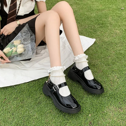 Luxury Beaded Mary Jane Leather Shoes