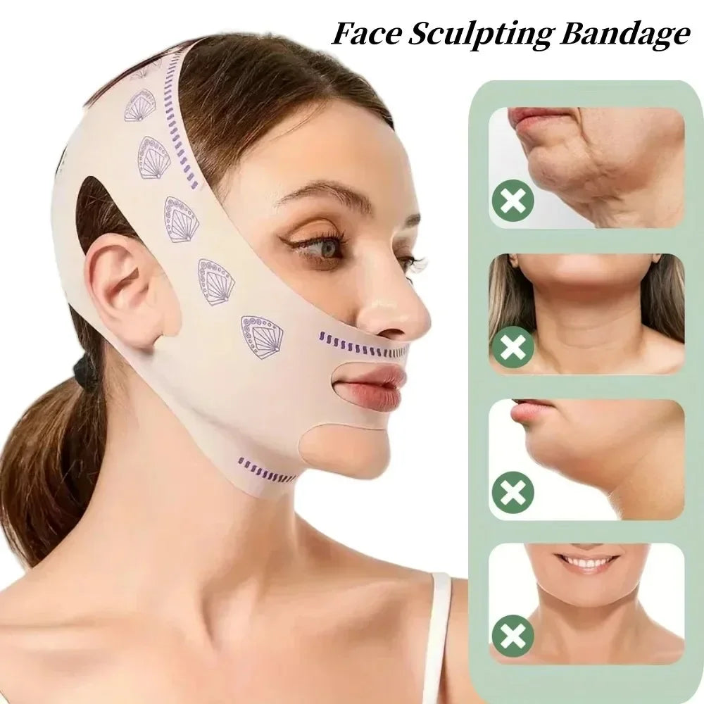 2Piece Lymphatic Face Sculpting Bandage&Massage Brush