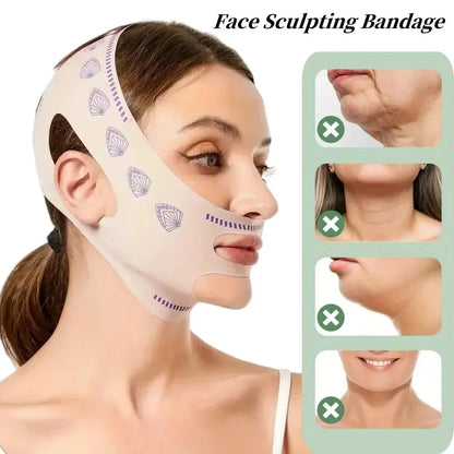 2Piece Lymphatic Face Sculpting Bandage&Massage Brush