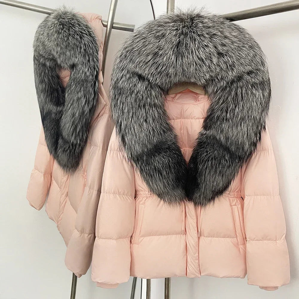 Real Fox Fur Puffer Jacket Coat
