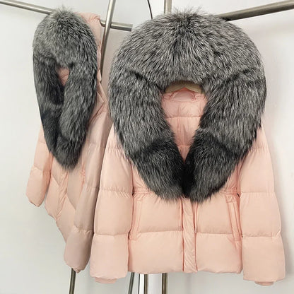 Real Fox Fur Puffer Jacket Coat