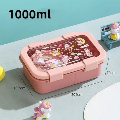 Cartoon Lunch Box of Students Sealed and Leak Proof Bento Box