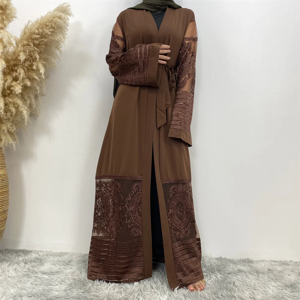 Luxury Gold Rhinestones Muslim Dress Kaftan Abaya