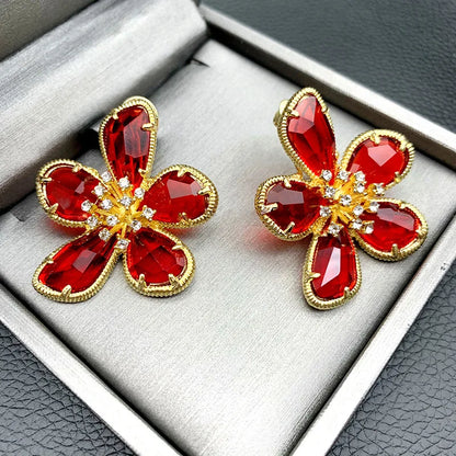 Crystal Flower Stud Earrings