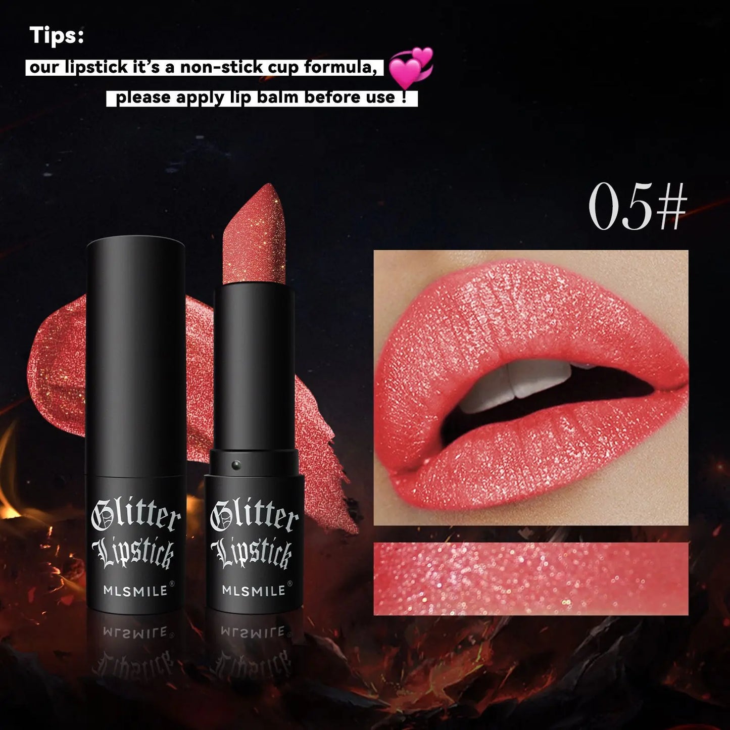 Glitter Lipstick Waterproof Diamond Metallic Lipstick