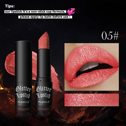 Glitter Lipstick Waterproof Diamond Metallic Lipstick