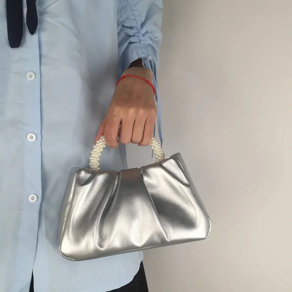 Pearl Handle Clutch Purse Handbags Luxury Square Shoulder Bags
