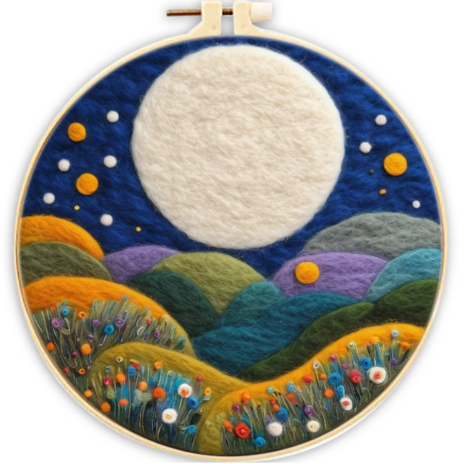 Waterfall Landscape Wool Felting Painting Frame DIY Wool Embroidery Kit