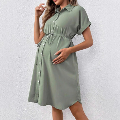 Maternity Striped Short Sleeve Pregnant Casual Dress