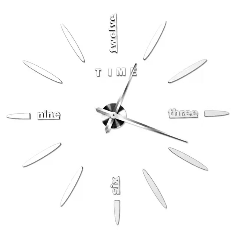 Large Wall Clock 3D DIY Quartz Acrylic Mirror Stickers Clocks