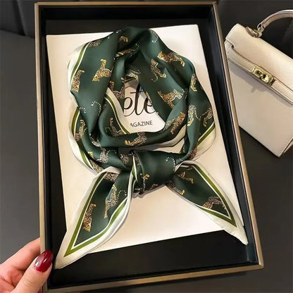 Luxury Long Silk Scarf Animal Horse Print Thin Narrow Scarf Shawl