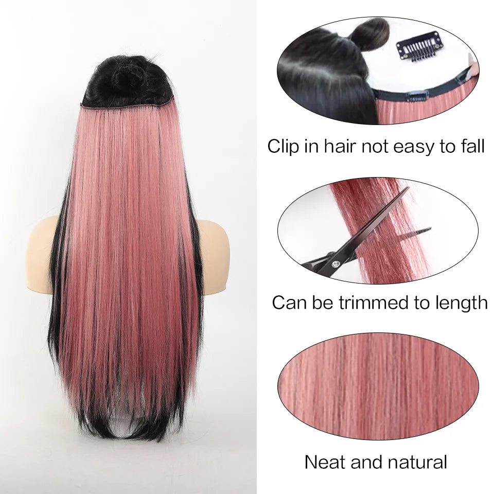 20 Inch Long Synthetic Straight Clip-In Hair Extensions