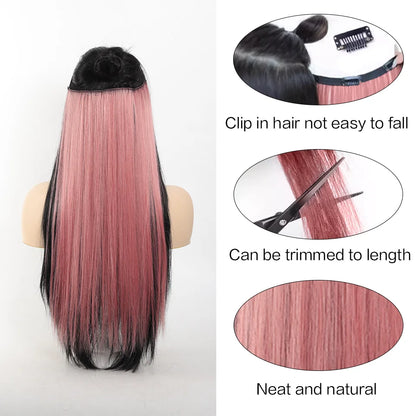 20 Inch Long Synthetic Straight Clip-In Hair Extensions
