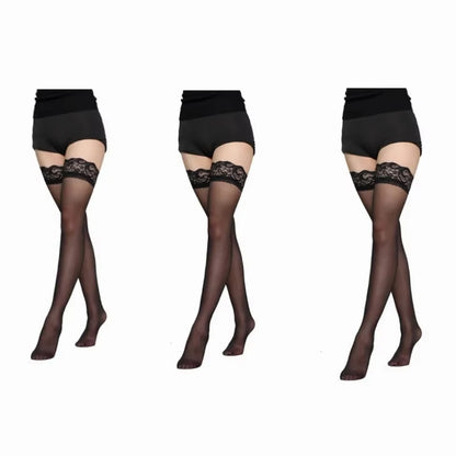 Medias altas hasta la rodilla con patchwork de encaje floral sexy