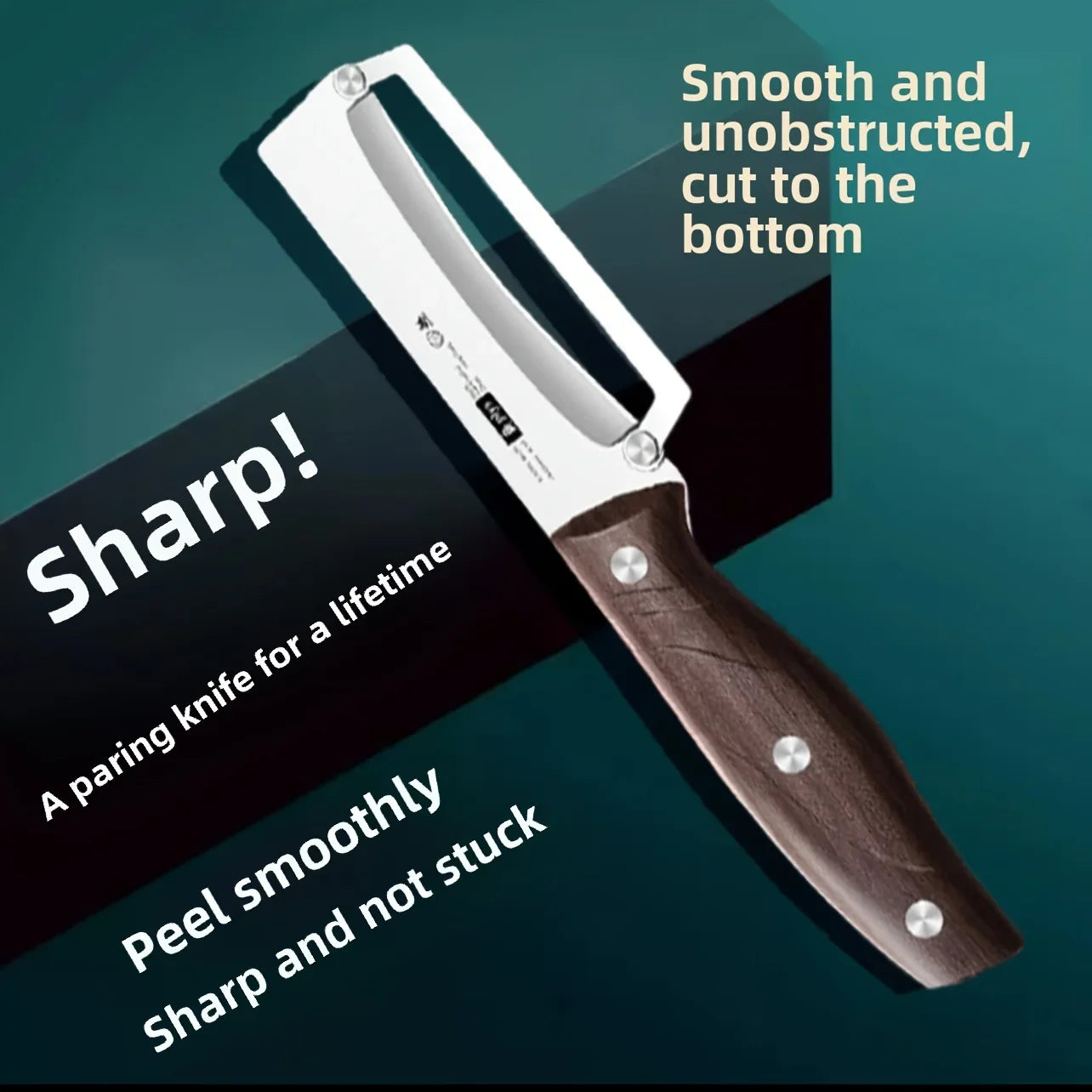 Stainless steel peeler with wooden handle