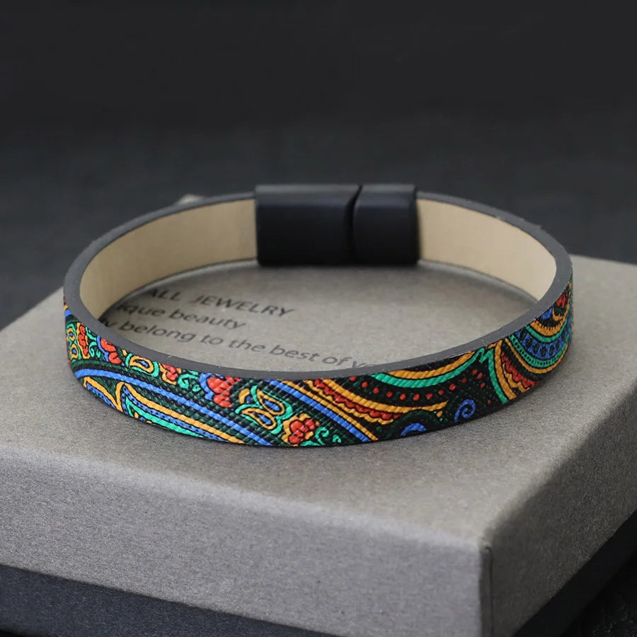Premium PU Leather 3 Colors Printing Bangles Bracelet